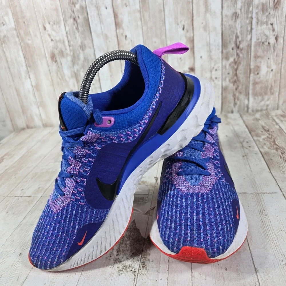 Nike React Infinity Run Flyknit 3 Womens 8.5 Blue Red Running Shoes DZ3016-400